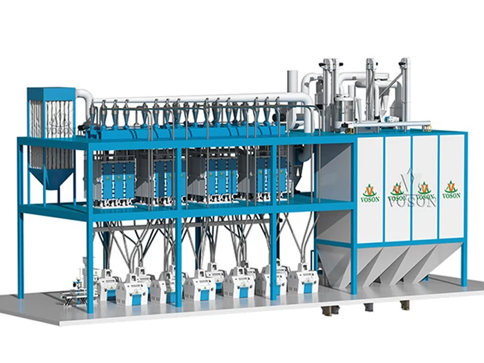 Projeto 3D de um sistema industrial completo de moagem de trigo de 160 TPD
